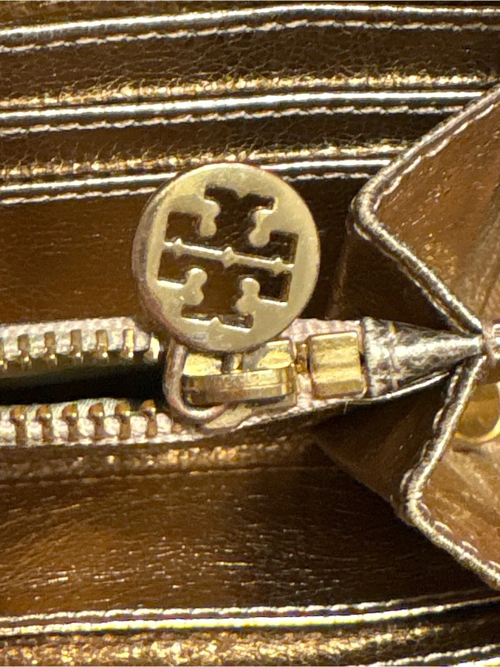 Tory Burch gold leather